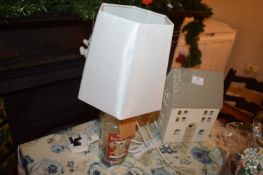 *Gin Bottle Lamp, and a Decorative Ceramic Lamp in the form of a House