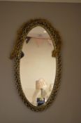 *Gilt Framed Oval Wall Mirror 36x68cm