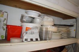 *Contents of Top Cupboard to Include Assorted White Crockery, Cake Decorating Equipment, etc.