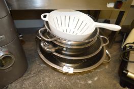 *Four Stainless Steel Colanders