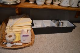 *Bartenders Four Compartment Cabinet with Stainless Steel Wine Measures, Bottle Openers, and a