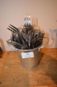 *Galvanised Bucket Containing Stainless Steel Cake Forks
