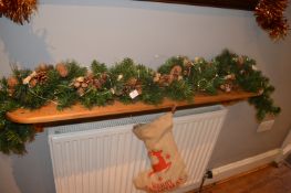 *Red & Gold Tinsel and an Illuminated Garland