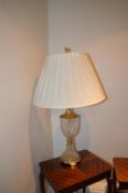 *Glass & Brass Table Lamp with Pleated Shade and a Mahogany Lap Table on Cabriole Legs