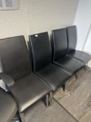 *Five Black Faux Leather Dining Chairs on Chrome Legs