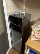 *Polished Stainless Steel Storage Unit Enclosed by Frosted Glass Door