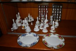 Assorted Bells and Thimbles Including Old Country Roses Plates and Vase