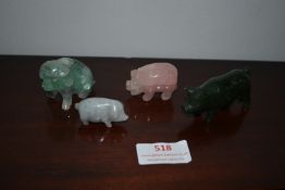 Four Carved Pigs Including Jade