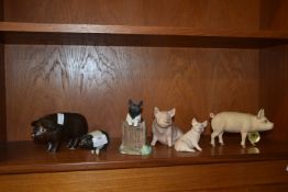 Six Pig Ornaments Including Aynsley etc.