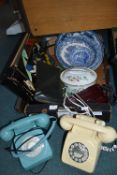 Vintage Items Including Telephones, Pottery, etc.