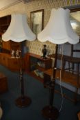 Pair of Standard Lamps with Cream Shades