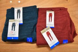 *Mondetta Brushed Jacquard Leggings 2pk Size: L 1x blue, 1x red