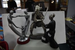 Three Figurines Including Samurai