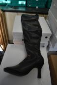 Lady's Black Stiletto Heeled Knee Boots Size: 4
