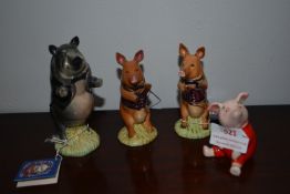 Four Beswick Pig Ornaments Including Disney Piglet