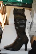 Lady's Black Stiletto Heeled Knee Boots Size: 5