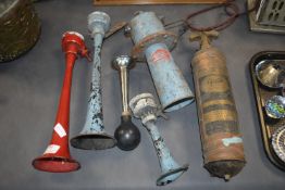 Vintage Horns and a Fire Extinguisher