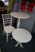 *White Painted High Table, Low Table, and Chair