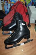 Pair of Risport Razor Profile Ice Skating Boots Size: 10⅔ with Fiesta Silver Braced Blades