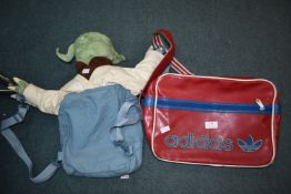 Vintage Adidas Holdall and a Star Wars Yoda Backpack