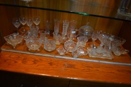 Cut Glass Lead Crystal Wine Glasses, Vases, Bowls, and Dishes