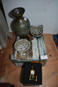 Brass Vase, Postcards, etc.