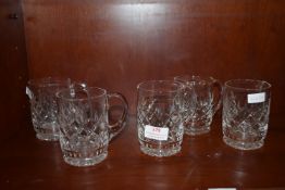 Five Cut Glass Lead Crystal Tankards