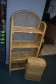 Wicker Work Shelf Unit and Laundry Basket