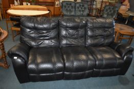Black Leather Reclining Two Seat Sofa by Violino