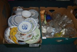 Two Boxes of Glassware and Pottery