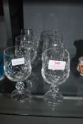 Six Cut Glass Lead Crystal Wine Glasses