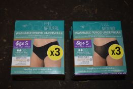 *2x Washable Period Underwear 3pk Size: S