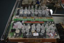 Lucky 7 Glass Chess and Backgammon Set