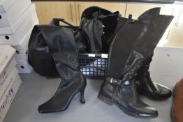 Four Pairs of Assorted Black High Heeled Boots