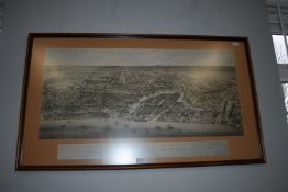 Reproduction Print of a Birds Eye View of Hull