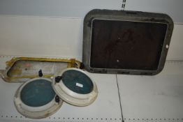 Boat Skylight, Two Portholes, and a Pair of Alumin
