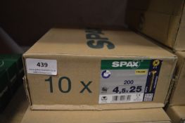 *10x Box of 200 Spax 4.5x25 Z2 Screws