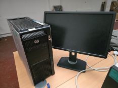 *HP Z800 Computer and Dell Monitor (Hard Drive Removed)