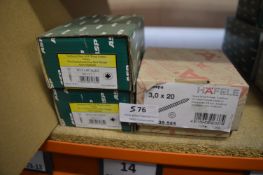 *ASP Flat CSK Posi Part Thread Wood Screws M5x60/36, and Hafele 3x20 Screws