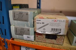 *2x Box of 200 ASP Flat CSK Posi Zinc Screws M4.5x45, and Hafele 3.5x30 Posi Screws