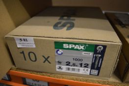 *10x Box of 1000 Spax 2.5x12 Z1 Screws