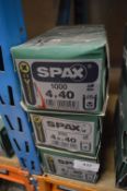 *1x Box of 1000 and 2x Box of 200 Spax 4x40 Z2 Screws