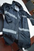 *Portwest Navy Raincoat with Reflectors Size: XL