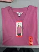 *Three Dots Violet Short Sleeve V-Neck Top Size: M