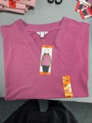 *Three Dots Violet Short Sleeve V-Neck Top Size: XXL