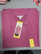 *Three Dots Violet Short Sleeve V-Neck Top Size: S