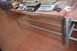 *Butchers Block with Red Poly Top and Stainless Steel Frame 180x75cm