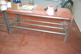 *Butchers Block with Red Poly Top and Stainless Steel Frame 180x75cm