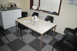 *Contents of Canteen to Include Table, Six Stackable Polypropylene Chairs, Microwave Oven, Kettle,