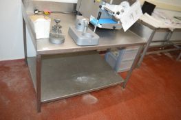 *Stainless Steel Preparation Table with Undehrshelf, and Splashback to Sides and Rear 3ft x 4ft